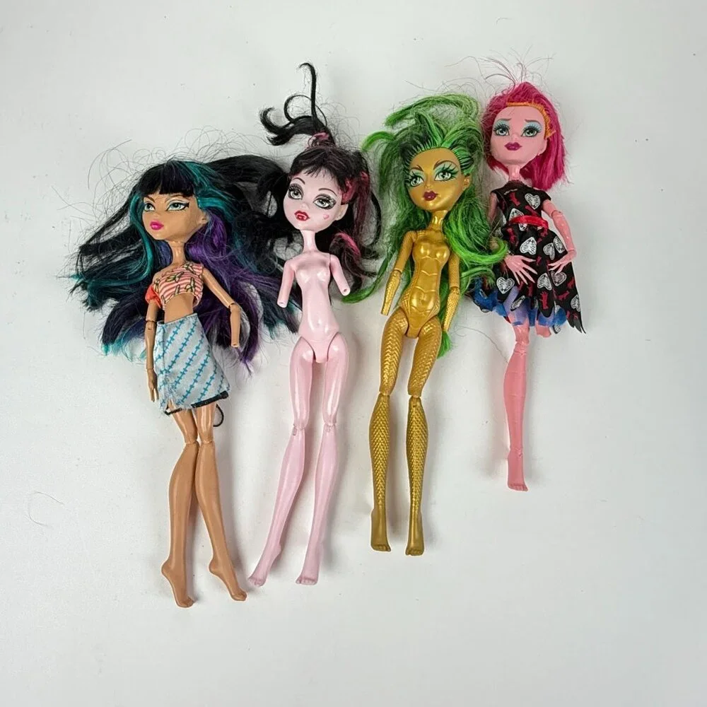 Monster High Doll Lot Of 4 Jinafire Ghouls Draculaura & Creepateria For Repair